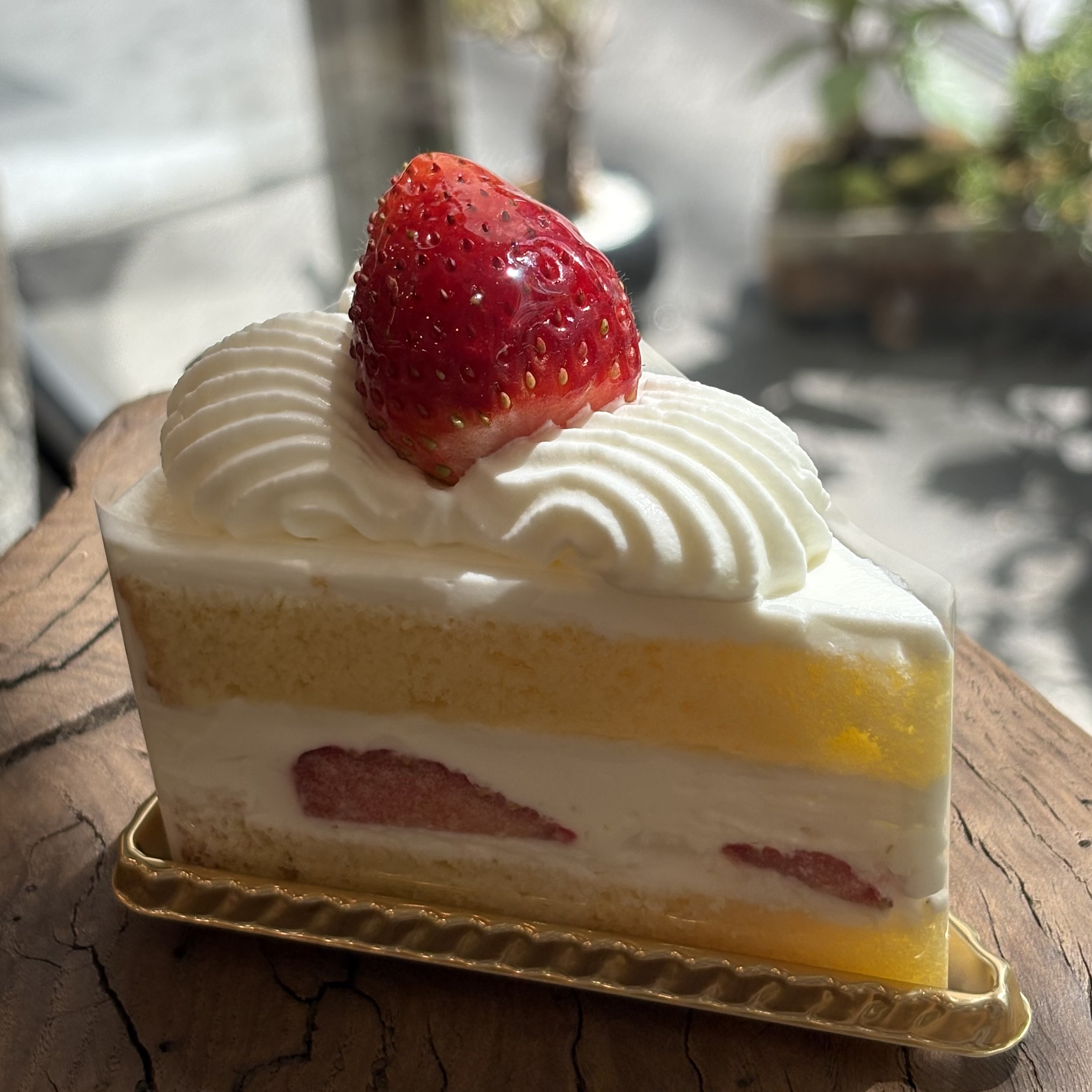 大きな苺をのせた苺のショートケーキ